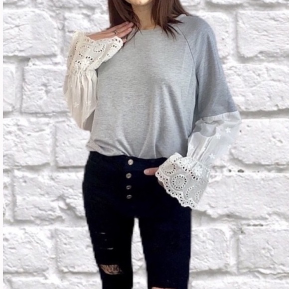 Gilli “The Coziest”Bohemian Lace Long Sleeve Top - Picture 3 of 11
